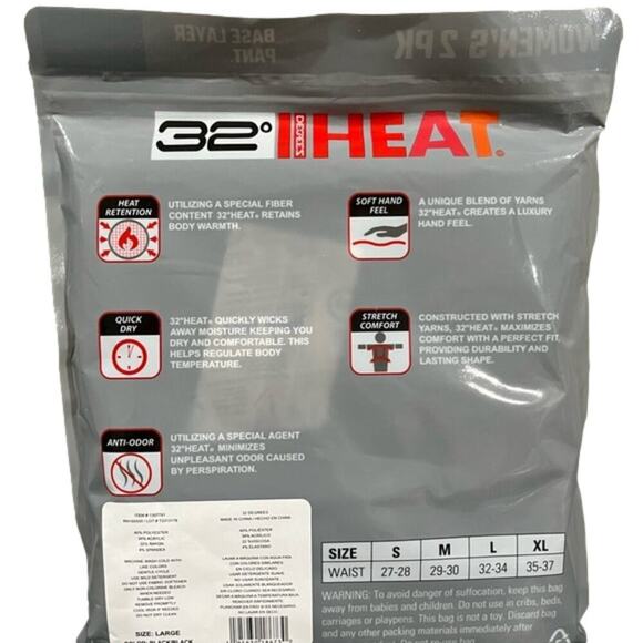 32 Degrees Women's Heat Base Layer Pants 2 pack Size Large NWT - Picture 2 of 6